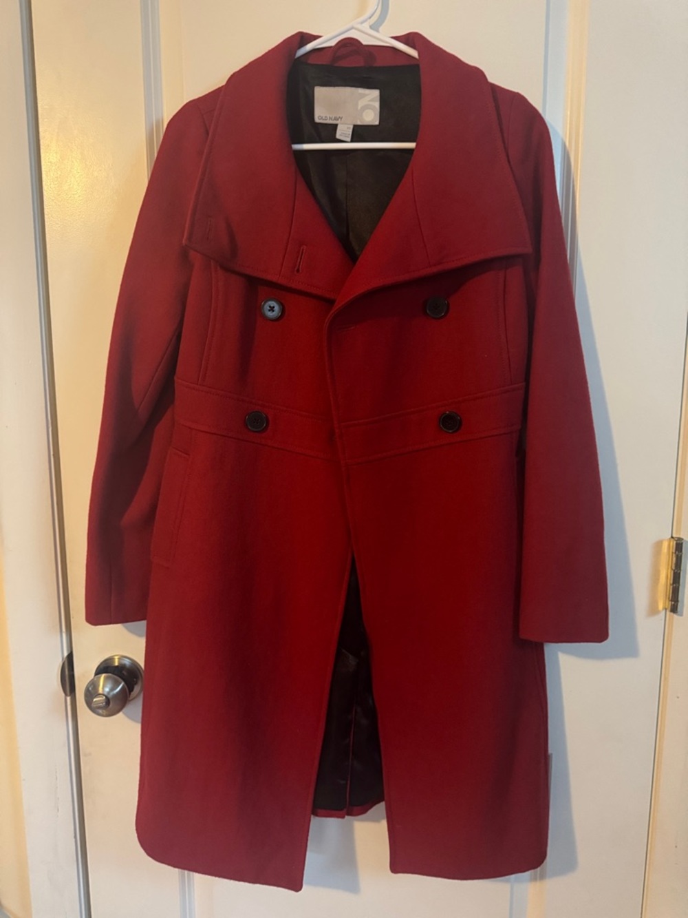 Old navy red button wool long pea coat Xsmall winter casual jacket